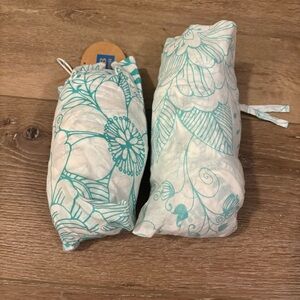 Pottery Barn Teen Hana Twisted Twisty Sheers Drapes Curtains 40x108 Teal Blue